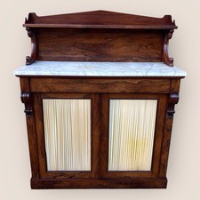 Antique Regency Rosewood Marble Top Chiffonier with Two Door Storage Cupboard