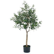 Greenbrokers Artificial Olive Topiary Tree Real Wood Trunk Natural Appearance