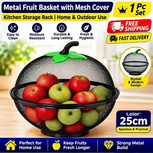 Metal fruit basket 25cm with - fruit,