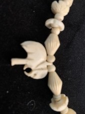 Vintage Carved Faux Ivory Resin Elephant  Necklace