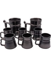8 Prinknash Abbey Pottery Tankards Gun Metal Grey Mugs Tea Coffee Espresso PPWH