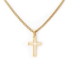 Necklace Cross Pendant Mens Womens 20" 2.5mm Cuban Chain 9ct Gold Ptd Gift
