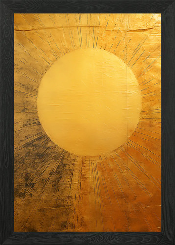 Golden sun abstract art framed - abstract,