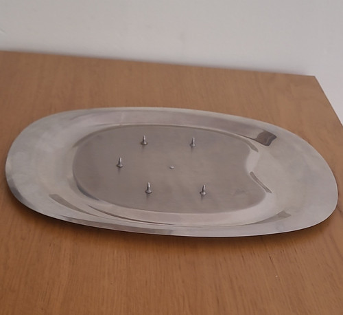 Silver oval metal serving - silver,