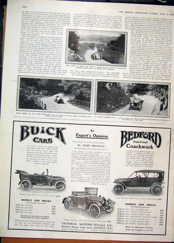 Old antique print - advert, buick