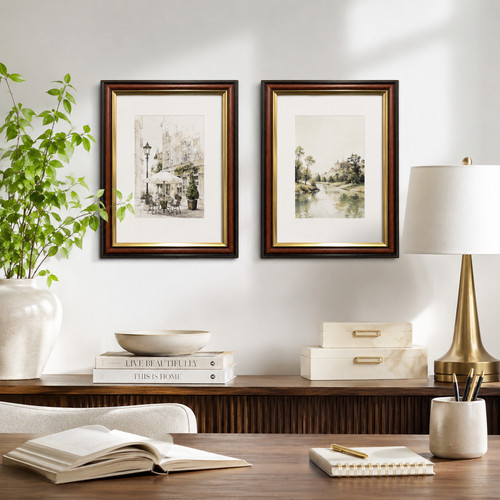 Ornate walnut gold line photo - line,