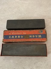 Set Of 2 Vintage Carborundum Fine Sharpening Stones. 1 Is In Original Box