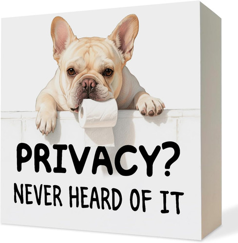 Funny french bulldog - funny, bathroom
