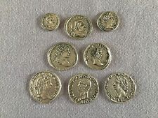 8 PIECE SET OF REPRODUCTION ANCIENT ROMAN COINS - SILVER PLATED