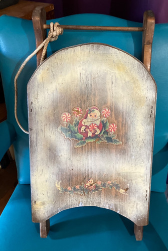 Vintage style wooden sled - vintage,