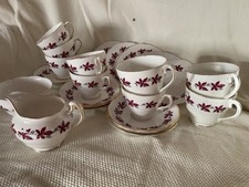 Colclough China Tea Set Maple ? Leaf Cups Saucers Plates Milk jug Sugar bowl