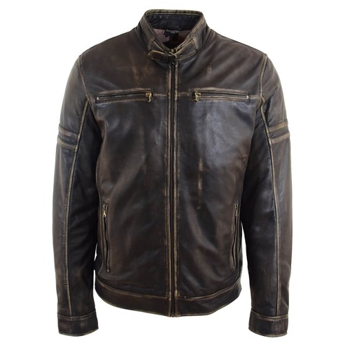 Mens real leather biker - mens, jacket
