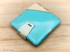 Blue and White Art Deco Enamel-Vintage Make Up/Powder Compact-201