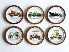 Rolls-Royce Morris Lanchester Car Drinks Coasters / Wall Plaques x6 - Vintage
