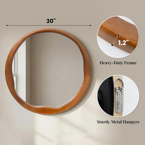 Walnut round mirror solid - 30",