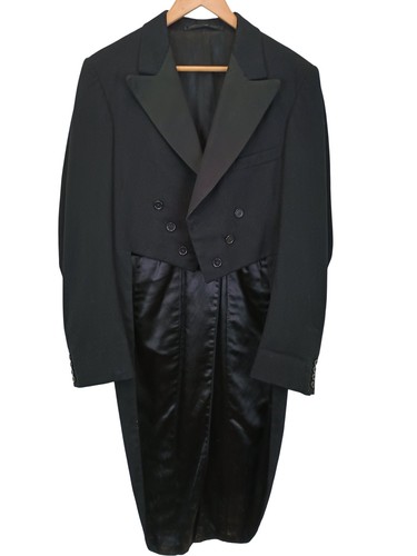 Vintage black wool tailcoat - black,