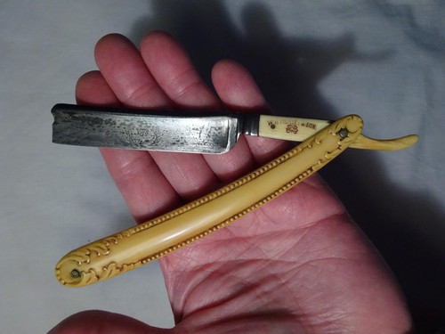 Straight razor etched - straight, "etched