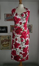 Vivien of Holloway vintage 40's 50’s Style rise print pencil wiggle dress 16 20