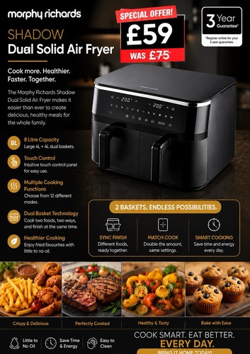 Dual air fryer morphy - 9l,