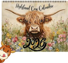 Highland Cow Calendar 2026