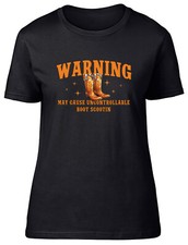 Warning Line Dancing Womens T-Shirt Funny Uncontrollable Boot Scootin Ladies Tee