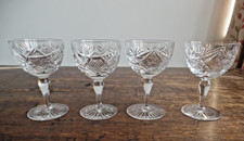 FOUR VINTAGE EDINBURGH CRYSTAL GLASS  LIQUEUR GLASSES WITH EARLY BACKSTAMP