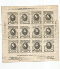charles dickens sheet of 12 cinderella stamps 1912 original
