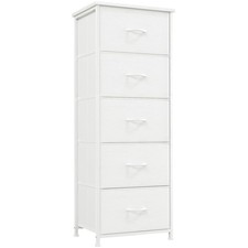 Elegant 5-Drawer White Leather