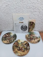 Bradford exchange wedgewood x3 apple picker,early morning milk,making the haycoa