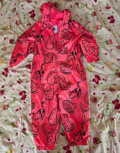 Pink cat print hooded zip - pink,