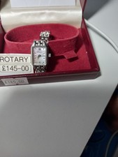 Ladies Rhodium Plated oblong