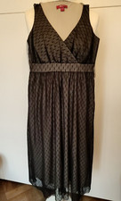 MONSOON Black/Cream Lace Overlay Fit & Flare Midi Dress UK 8 Party Pre-loved
