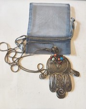 Embellished Hamsa Hand Necklace Sterling Silver