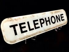 Vintage Glass Telephone Sign / Salvaged / Antique / Advertising c.1975