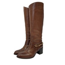 SARTORE Leather Jockey Boots, Size 37, Brown, Women USED
