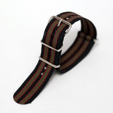 20mm James Bond NATO Strap - Dark Blue Red Olive Stripe - Solid Stainless Steel