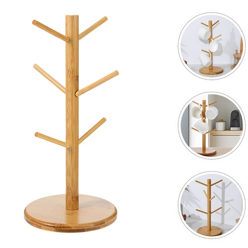 Khaki bamboo cup organizer - bamboo,