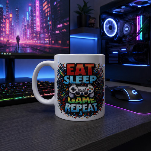 Gaming themed ceramic mugs.