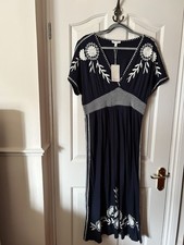 Monsoon Navy Embroidered Dress