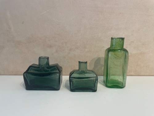 Three small antique green