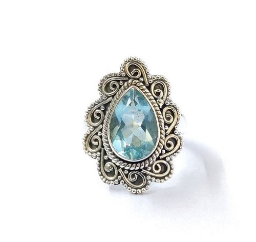Natural blue topaz ring 925 - natural,