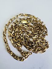 SOLID 9CT YELLOW GOLD SOLID FACETED OVAL BELCHER LINK CHAIN NECKLET - 26 INCHES