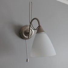 2 x silver Wall Light With Ribbed Glass Shade - brushed  Chrome