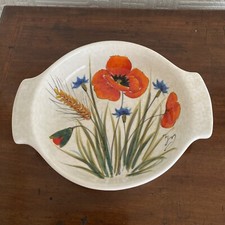 Nuova Ceramica Vicenza Italy Hand Painted Dish - Poppies & Cornflowers