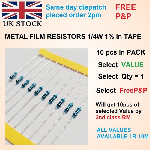 Mf25 series resistors for - series, 1/4w