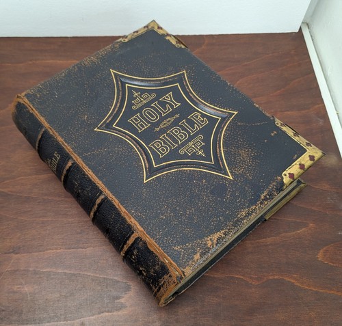 Large antique holy bible fine - holy, bible,