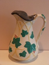 Antique Relief Moulded Jug William Brownfield Ivy Green & Yellow 1856  a/f