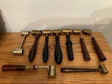 9 Antique English & French Gun Powder and Shot Measures in Charming Antique Box.