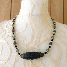 VTG Giorgio Armani costume jewellery necklace plastic glass faux jade 57cm