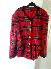 LADIES JACKET VINTAGE ZEKI RED PLAID 16 LABEL MORE SIZE 14